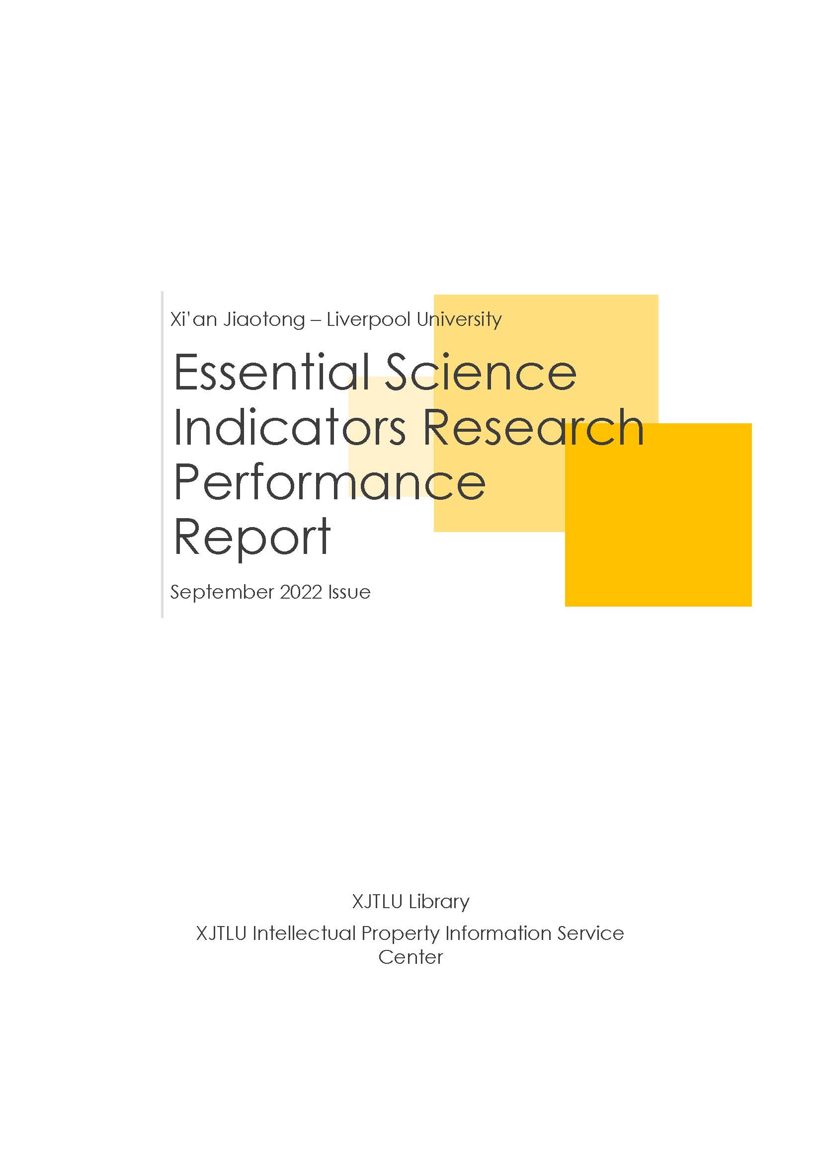 ESI Research Performance Report 202209 Library For XJTLU